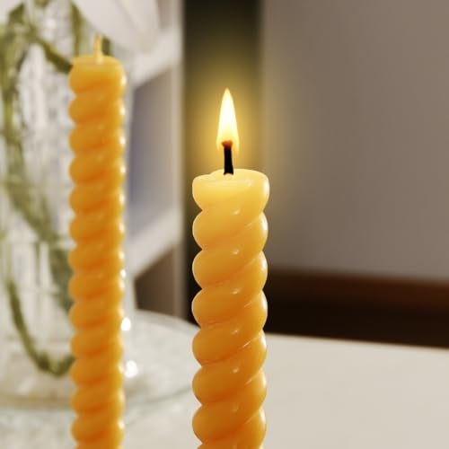 DEYBBY Natural Spiral Beeswax Candles Set of 2, 10 inch Dripless and Smokless Twisted Pure Beeswax Candles for Home Decor & Gift Any Occasions - Image 5