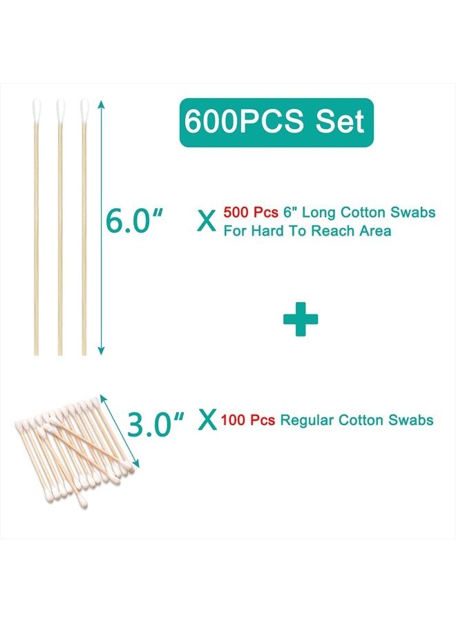 eyxformula 500 Pcs 6" Long Cotton Swabs with Wooden Sticks - Lint Free Gun Cleaning Swabs - Cotton Tipped Applicator for Makeup, Gun Cleaning & Lubricating, Pet Care, Hard-to-Reach Area Cleaning Tools - Image 2