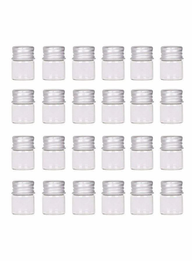 24 Sets Small Glass Bottles with Aluminum Cap Screw Top Lids, Mini Tiny Jars, Clear Message Sample Bottle Storing Beads Wedding Favors Decorations DIY Crafts, Small Wishing Bottle Vials Jars (5 Ml) - Image 1