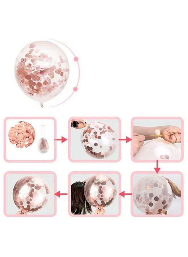 جيفت مجموعة ديكورات حفلات أعياد الميلاد باللون الذهبي الوردي: مجموعة بالونات ذهبية وردية مع لافتة عيد ميلاد، وبالون من رقائق معدنية، وستارة مزينة بشراشيب، ومفرش طاولة، وشريط. - Image 5