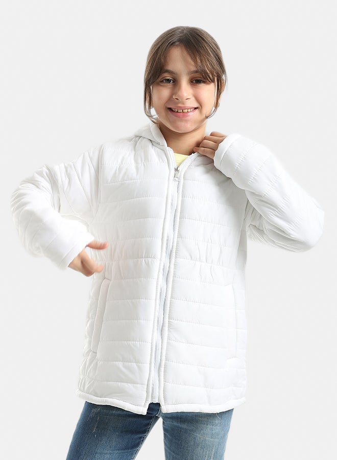 Andora Premium Quality With A Stylish Touch and a Hooded Collar Inner Fleeced Winter Jacket _ White - Image 2