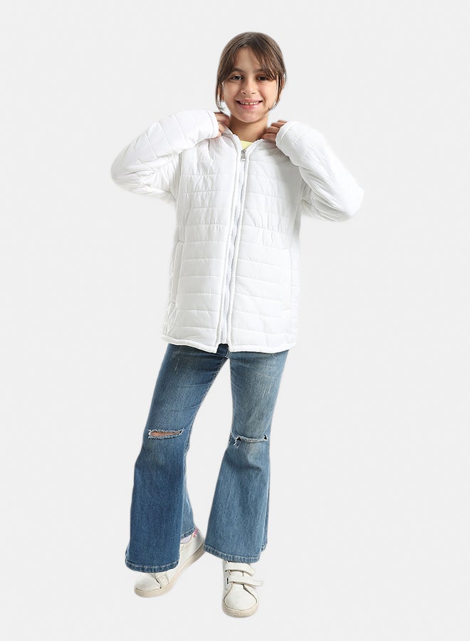 Andora Premium Quality With A Stylish Touch and a Hooded Collar Inner Fleeced Winter Jacket _ White - Image 5