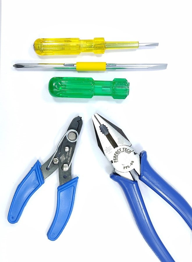 PERFECT TECH Lineman Tools Set 4 Pcs 2 in 1 | Combination Plier 8 Inch | Wire Stripper 5 inch | Tripper Line Tester | Screw Driver | Hand Tool Steel | Plier Tool Kit Set - Image 3