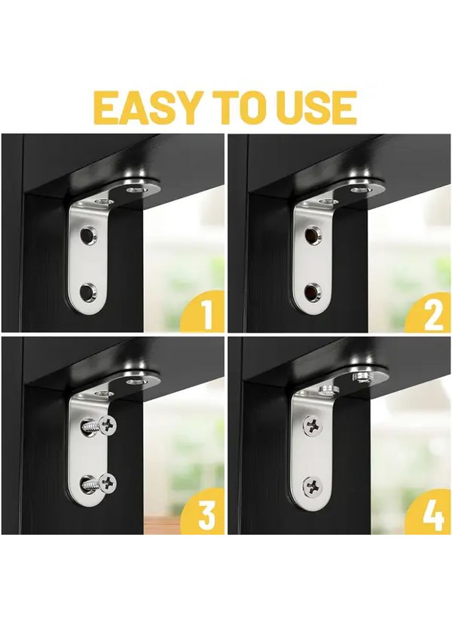 18 Pcs L Bracket Stainless Steel Corner Brace Set 90 Degree Right Angle Bracket With 72pcs Screws For Wooden Shelves Chairs Tables Dressers Furniture Shelf Wall Mounting Hardware Home Improvement Workshop Supplies - Image 2