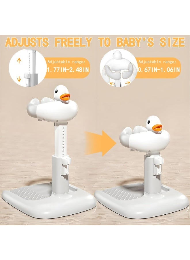 Happy Home Adjustable Baby Bath Stand with Non-Slip Base and Cute Duck Design, Standing Baby Shower Support Seat with Safety Chest Ring and Balance Handle, Foldable Compact Baby Bath Aid, Durable Plastic Construction, Shower Holder Included, Ideal for Infants and Toddlers 6–36 Months - Image 3