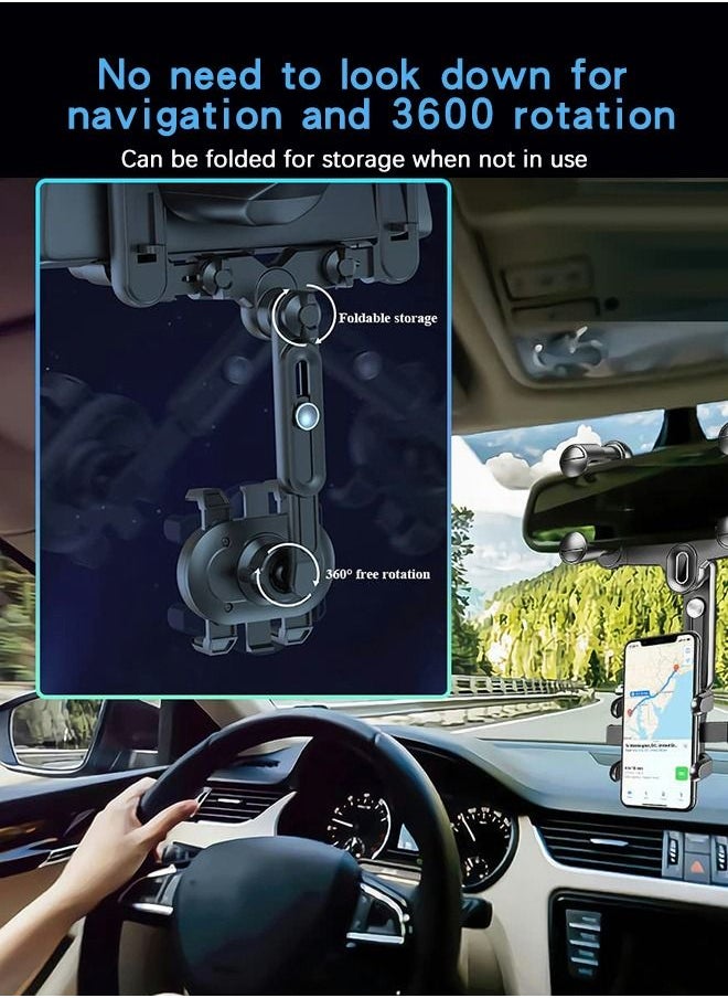 GROIC Rearview Mirror Phone Holder for Car,360° Rotatable Retractable Car Phone Holder,Automobile Cradles,Phone Mount for Car,Auto Parts  - Image 5