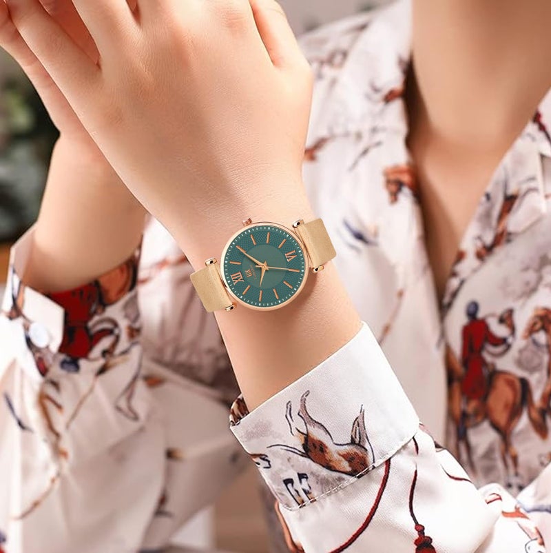 IIK COLLECTION Watches for Women Round Dial |Analogue Quartz Movemnet Ladies Watch|Long Battery Life|Leather Bracelet Strap|Buckle Lock Clasp Safety Watches for Girls - Image 3