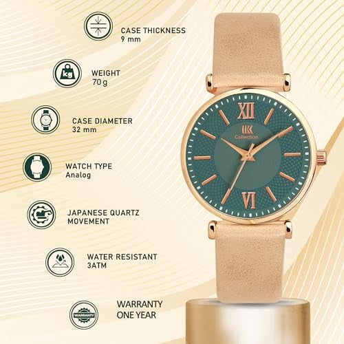 IIK COLLECTION Watches for Women Round Dial |Analogue Quartz Movemnet Ladies Watch|Long Battery Life|Leather Bracelet Strap|Buckle Lock Clasp Safety Watches for Girls - Image 4