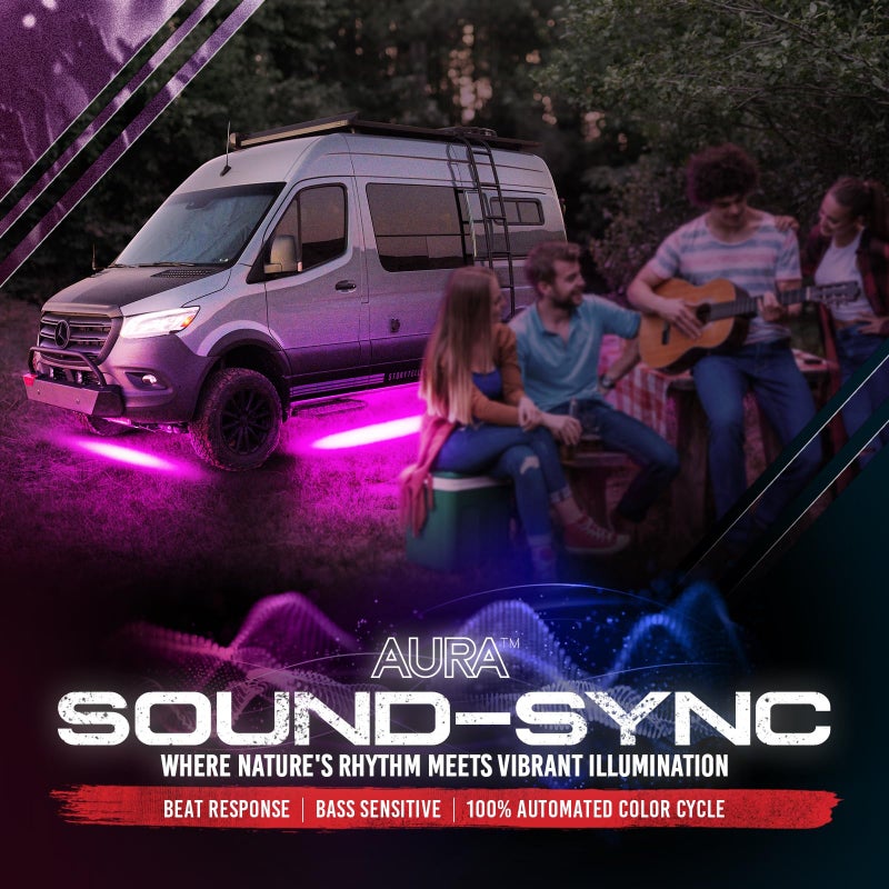 OPT7 Aura Aluminum Underglow for RV Exterior Lights w/Remote Control, 12V LED Waterproof Light Bars, Camper Van Neon Underbody Music Lighting Kit, RGB Multicolor Motorhome Travel Trailer Decoration - Image 4