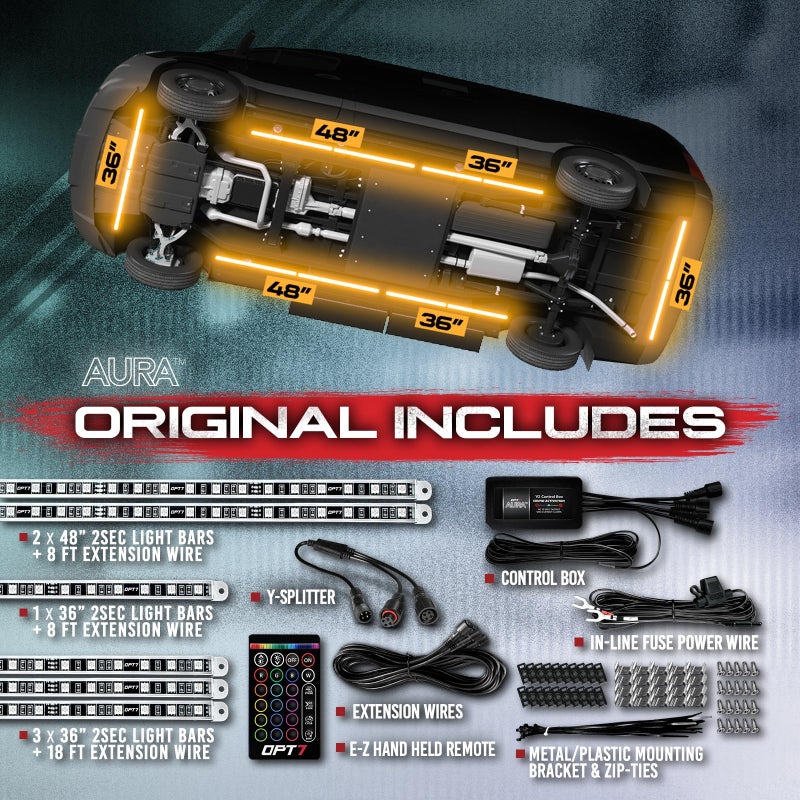 OPT7 Aura Aluminum Underglow for RV Exterior Lights w/Remote Control, 12V LED Waterproof Light Bars, Camper Van Neon Underbody Music Lighting Kit, RGB Multicolor Motorhome Travel Trailer Decoration - Image 2