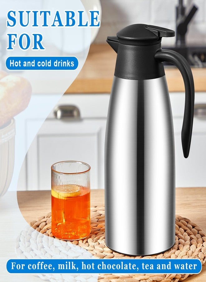 Uiifan 2 Pcs 68oz Thermal Coffee Carafe Insulated Stainless Steel Thermal Coffee Carafe Double Walled Vacuum Flask Carafes with Brushes for Keeping Tea for 12 Hours(Silver) - Image 5