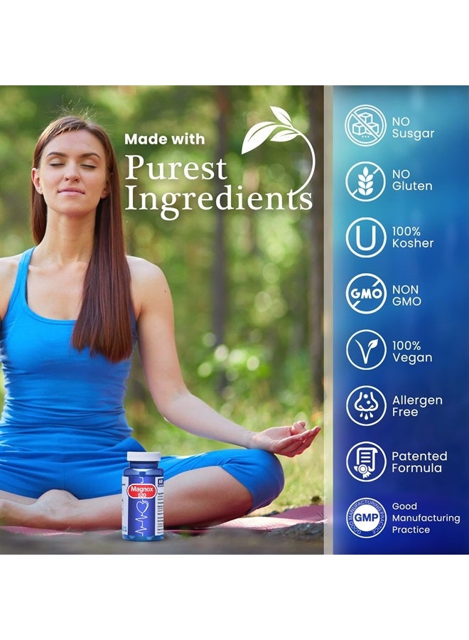 MAGNOX 520 - Magnesium Supplement 520mg of High Absorption Magnesium for Men & Women with Dead Sea Minerals - Magnesium for Sleep & Muscle Pain Relief, Vegan, Kosher, Halal & Gluten-Free (60 Caps) - Image 4