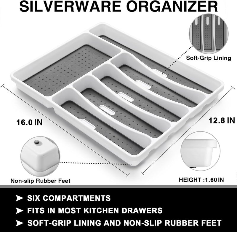 EWFEN 49Piece Silverware Set with Organizer Heavy Duty Stainless Steel Flatware for 8 Cutlery Utensil Sets with Steak Knives Rustproof Mirror Polished Dishwasher Safe - Image 4
