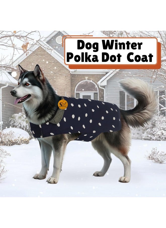 Sage Square Sage Square Reversible Polka Dot Dog Winter Coat - Weatherproof Pet Jacket, Insulated, Adjustable, Soft & Snug Jacket for Warm & Cozy Comfort for Indoor & Outdoor (Polka Navy Blue, 5XL - 28 Inch)  - Image 2