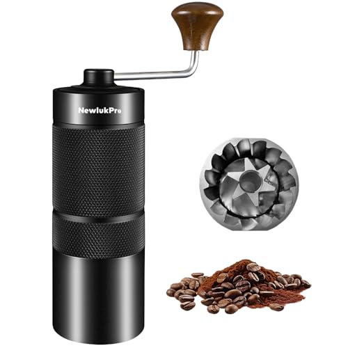 NewlukPro M6 Manual Coffee Grinder,Capacity 25g,Hand Coffee Grinder with Aluminum Body,Sharp Hexagonal Grinding Burr Core,Portable Manual Coffee Bean Grinder for Pour Over French Press Espresso - Image 1