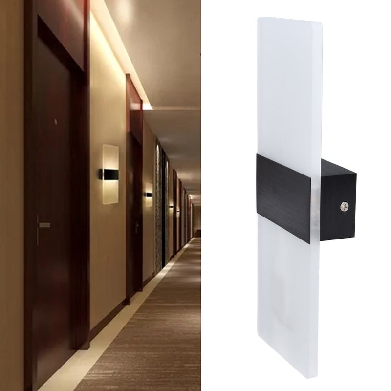 LED Wall Lamp 6W Acrylic Wall Light 360° Luminous High Brightness Preservative Up Down Lights for Bedroom Canteen 90‑265VBlack - Image 2