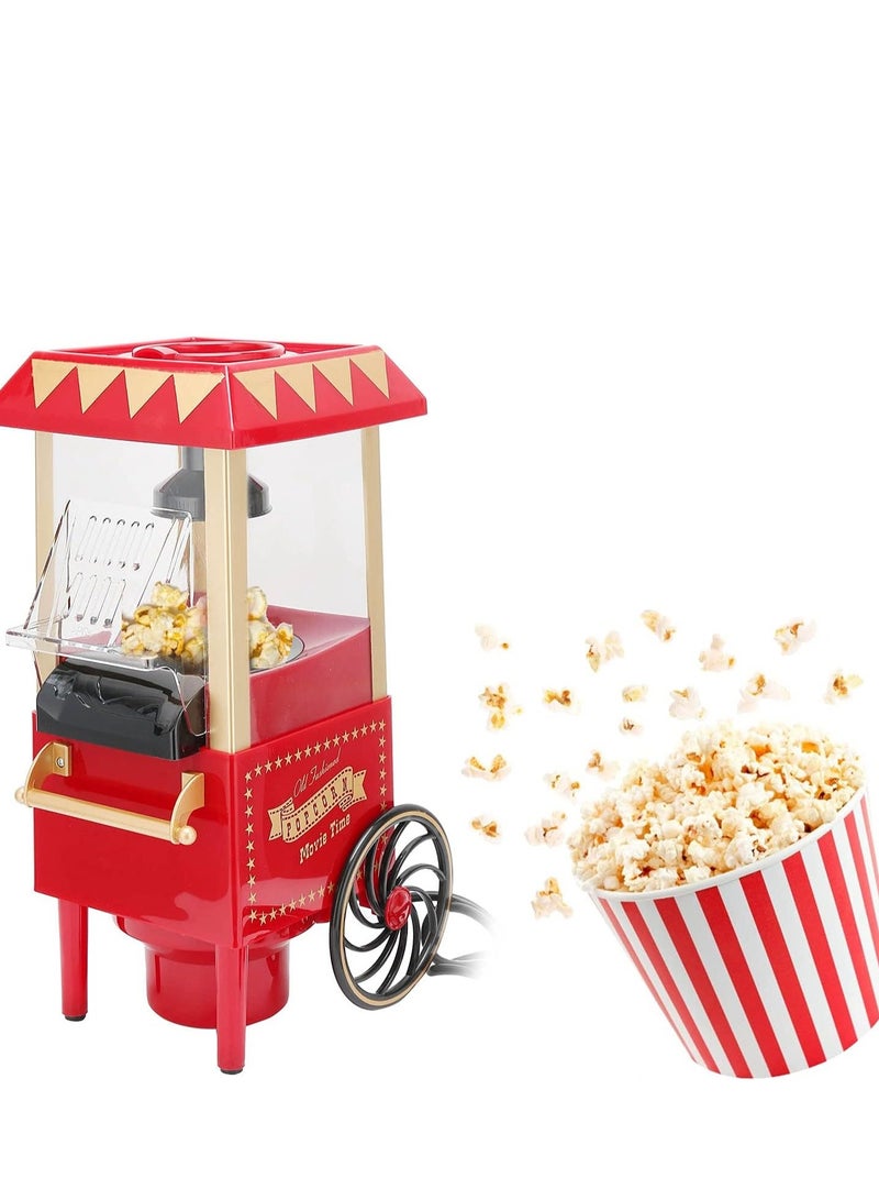 JAJEEK Mini Popcorn Maker | Automatic Popcorn Machine  Red Retro Model Hot-Air Popcorn Machine for Home, Parties, Movie Nights, and Birthday Gifts (UK) – Electric Corn Popper, Easy to Use, Oil-Free - Image 4