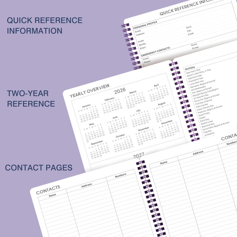 BooQool 2026 Planner - Jan. 2026 - Dec. 2026, 8" x 10", Calendar Planner 2026, 2026 Planner Weekly and Monthly Spiral Bound, Flexible Cover, To-Do List, 12 Monthly Tabs - Image 5