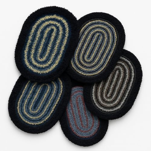 AAZEEM Oval Braided Entryway Rug, Farmhouse Kitchen and Floor Mat for Indoor/Outdoor Use, Door Mat with Anti-Slip Pads for High Traffic Areas, Rug Without | Multicolor|Pack of 5| - Image 1