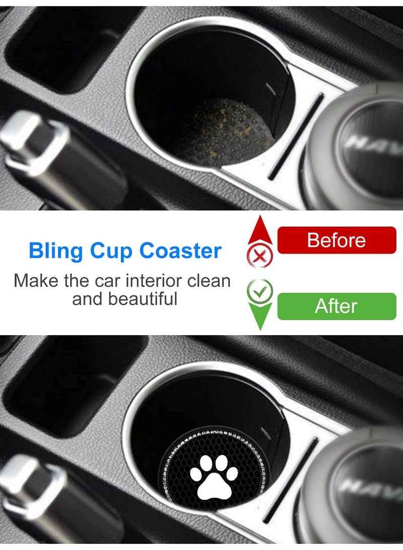 RTYY قطعتان من قواعد أكواب السيارة اللامعة العالمية، ملحقات قواعد أكواب السيارة المرصعة بأحجار الراين، حامل أكواب عالمي، مجموعة وسادة حامل أكواب السيارة على شكل مخلب كلب مقاس 2.75 بوصة، مناسبة لمعظم أجزاء السيارة الداخلية - Image 5