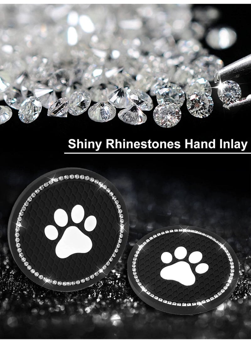 RTYY قطعتان من قواعد أكواب السيارة اللامعة العالمية، ملحقات قواعد أكواب السيارة المرصعة بأحجار الراين، حامل أكواب عالمي، مجموعة وسادة حامل أكواب السيارة على شكل مخلب كلب مقاس 2.75 بوصة، مناسبة لمعظم أجزاء السيارة الداخلية - Image 3