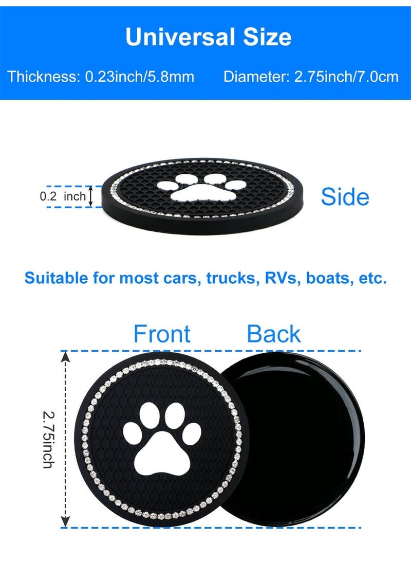 RTYY قطعتان من قواعد أكواب السيارة اللامعة العالمية، ملحقات قواعد أكواب السيارة المرصعة بأحجار الراين، حامل أكواب عالمي، مجموعة وسادة حامل أكواب السيارة على شكل مخلب كلب مقاس 2.75 بوصة، مناسبة لمعظم أجزاء السيارة الداخلية - Image 4