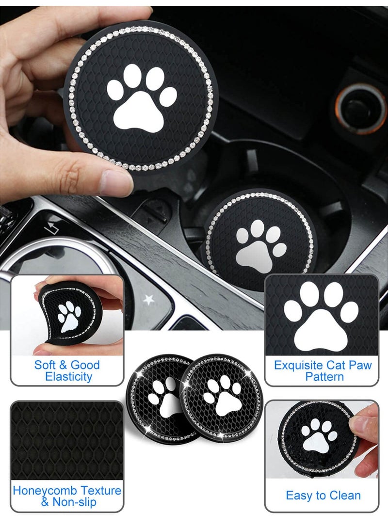 RTYY قطعتان من قواعد أكواب السيارة اللامعة العالمية، ملحقات قواعد أكواب السيارة المرصعة بأحجار الراين، حامل أكواب عالمي، مجموعة وسادة حامل أكواب السيارة على شكل مخلب كلب مقاس 2.75 بوصة، مناسبة لمعظم أجزاء السيارة الداخلية - Image 2