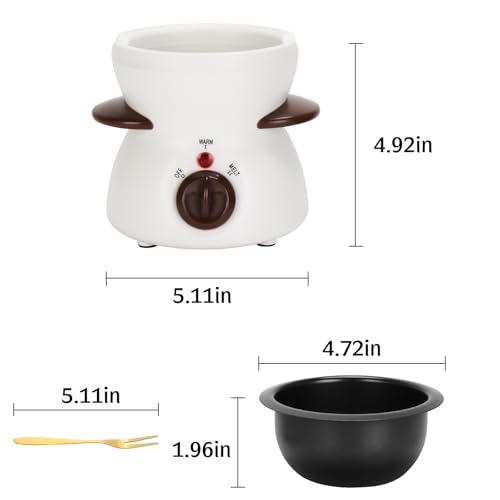 VAlinks Mini Chocolate Fondue Pot Electric Chocolate Melting Pot with 6pcs Artistic Forks Perfect for Children's Party Christmas Gifts (White) - Image 2