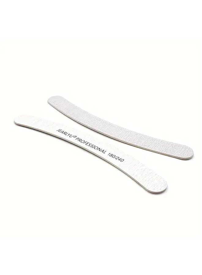10 Pcs Double Sided Gray Sandpaper Nail Files Grit 100 180 240 Wooden Banana Shaped - Image 2