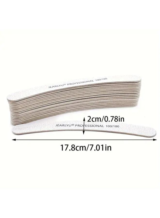 10 Pcs Double Sided Gray Sandpaper Nail Files Grit 100 180 240 Wooden Banana Shaped - Image 4