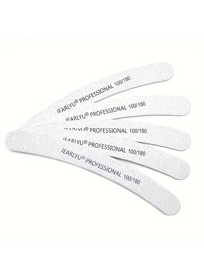 10 Pcs Double Sided Gray Sandpaper Nail Files Grit 100 180 240 Wooden Banana Shaped - Image 3