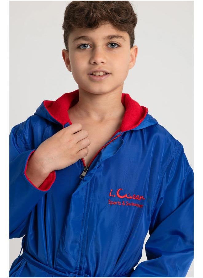 Generic - Unisex Waterproof Swim Robe – Solid Blue - Image 1
