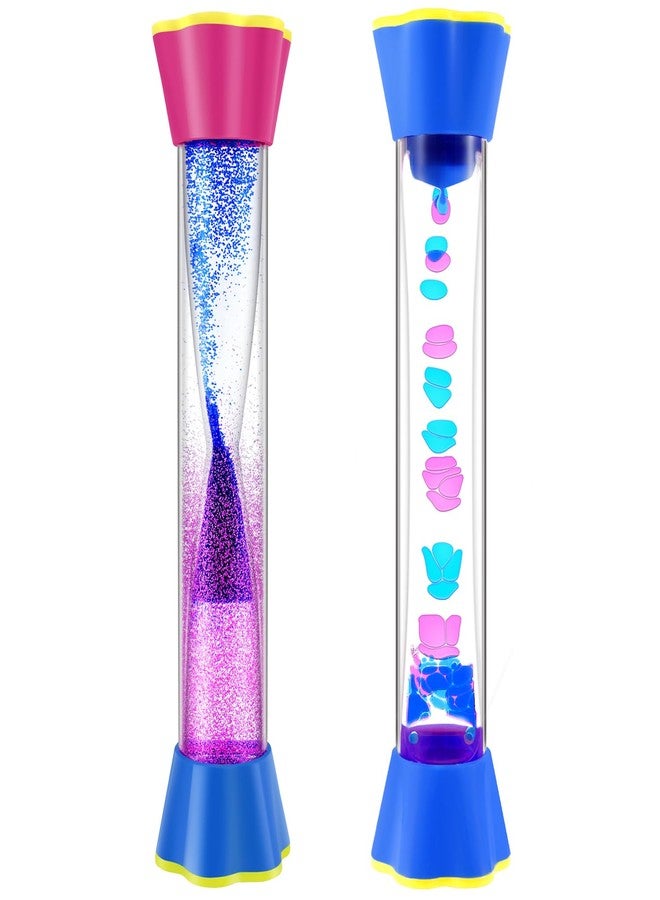 Cucue Sensory Fidget Tubes Set - Calming Toys for Kids - with Glitter Bottle, Gravity Spinner, Bubble Drop Spiral Hourglass - Promotes Calmness & Independent Play (2 Pack) - Image 1