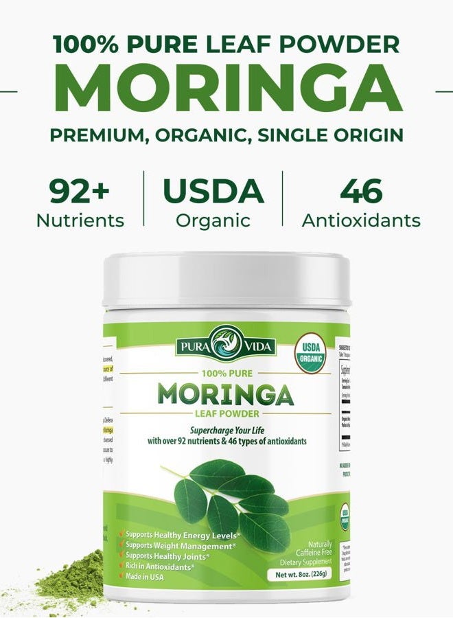 Pura Vida Moringa Moringa Powder by - USDA Organic Moringa Powder, Organic Moringa Oleifera, Moringa Leaf Powder| Perfect for Smoothies, Recipes and Moringa Tea. 8 oz. - Image 3