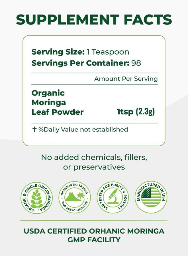 Pura Vida Moringa Moringa Powder by - USDA Organic Moringa Powder, Organic Moringa Oleifera, Moringa Leaf Powder| Perfect for Smoothies, Recipes and Moringa Tea. 8 oz. - Image 2