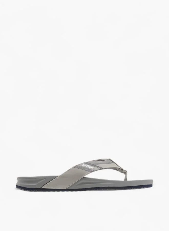 لي كوبر Mens Logo Print Slip-On Flip Flops