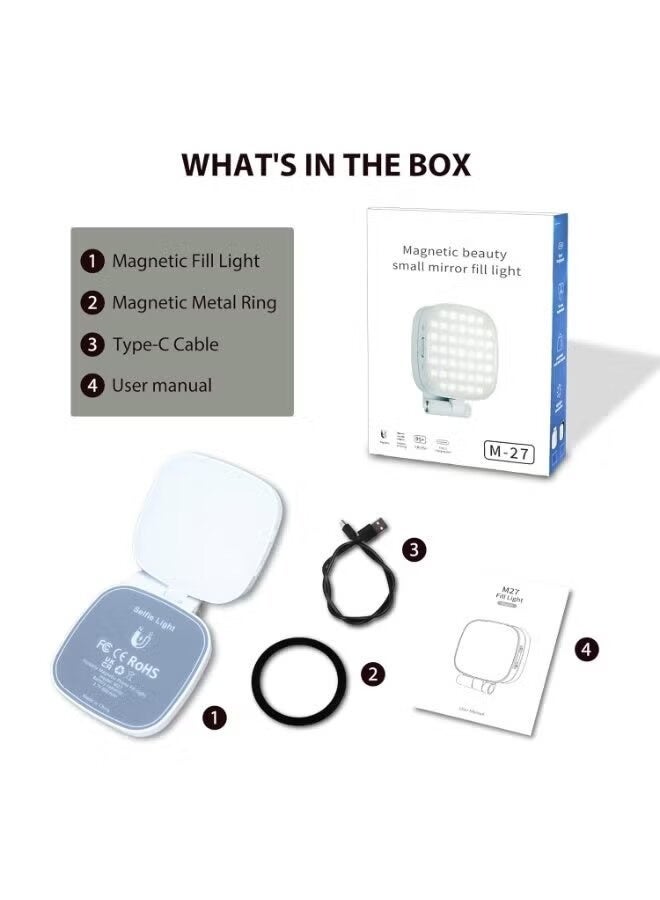 ELTRAZONE M-27 Compact Magnetic Mirror with Bright Fill Light, Portable LED Makeup Mirror with Adjustable Lighting, Magnetic Phone Attachment, Rechargeable Beauty Mirror for Makeup, Skincare, Grooming & Travel - Image 2