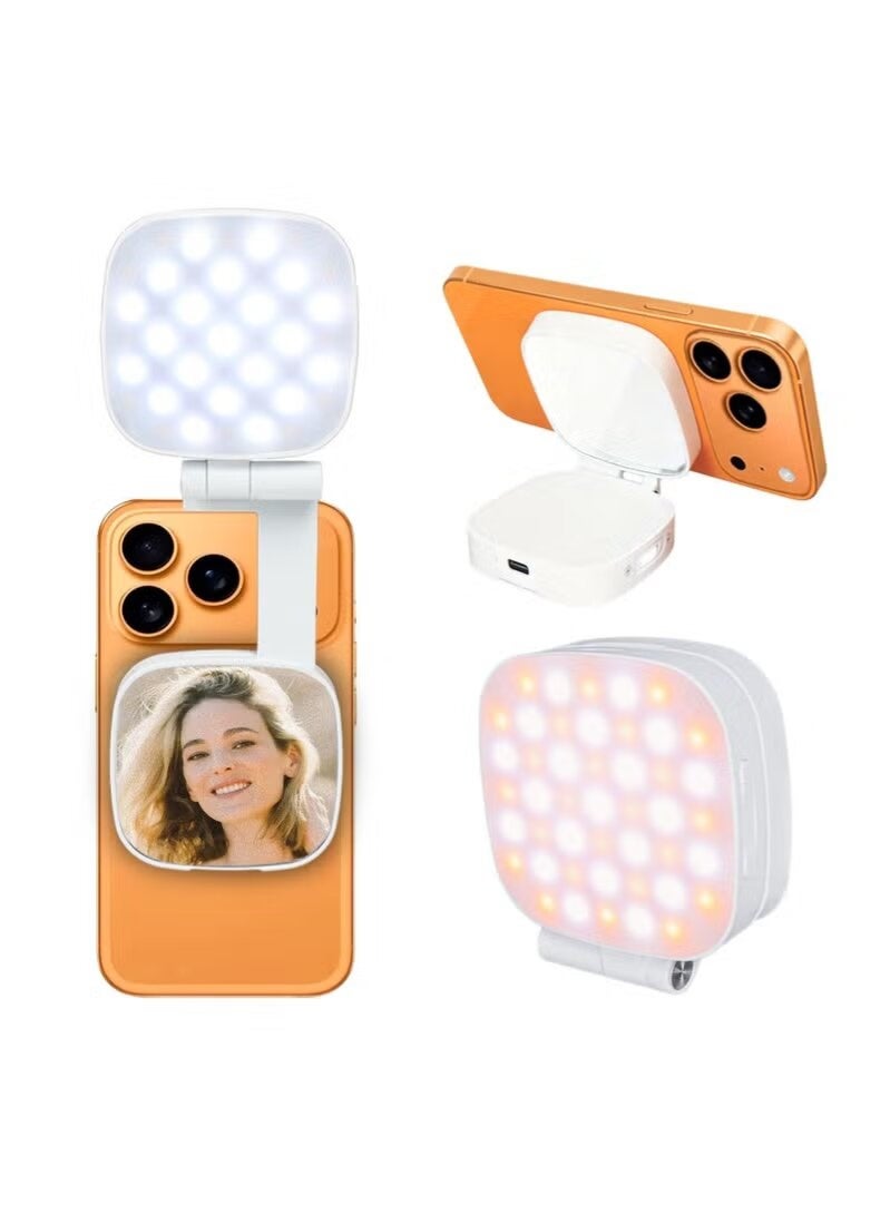 ELTRAZONE M-27 Compact Magnetic Mirror with Bright Fill Light, Portable LED Makeup Mirror with Adjustable Lighting, Magnetic Phone Attachment, Rechargeable Beauty Mirror for Makeup, Skincare, Grooming & Travel - Image 1