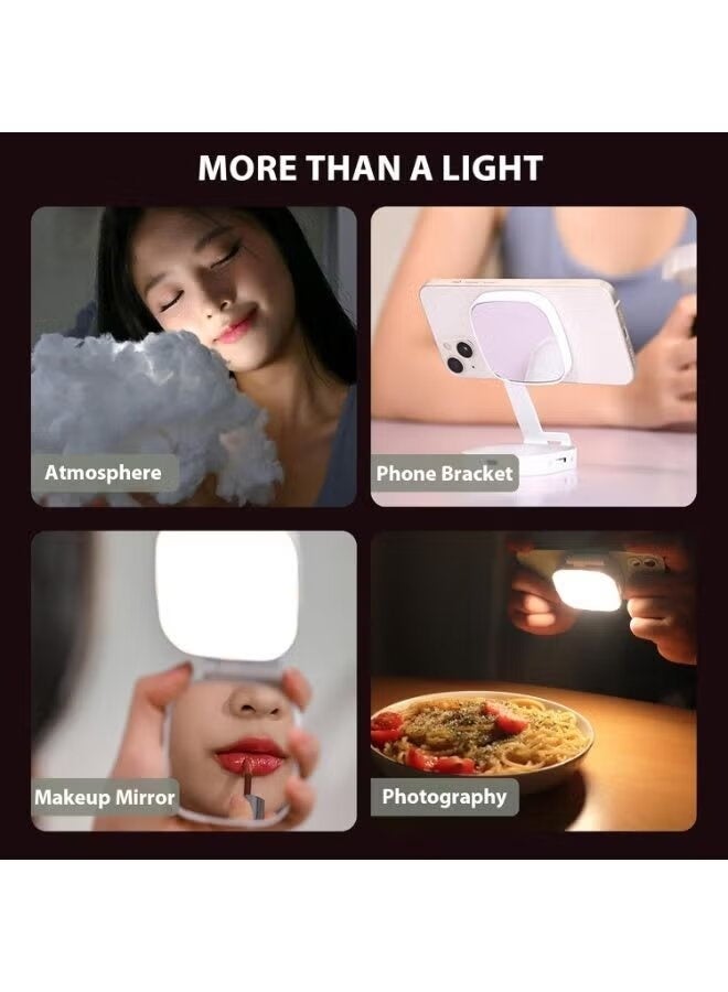 ELTRAZONE M-27 Compact Magnetic Mirror with Bright Fill Light, Portable LED Makeup Mirror with Adjustable Lighting, Magnetic Phone Attachment, Rechargeable Beauty Mirror for Makeup, Skincare, Grooming & Travel - Image 3