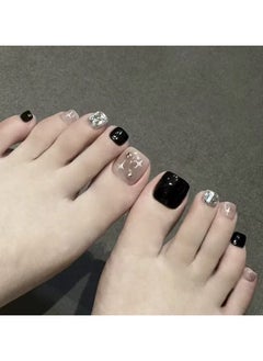 SYNSYB 24-Piece Short Square Press-on Toenails:Acrylic Fake Nails ,toe fake nails for Seamless Fit  - Image 1