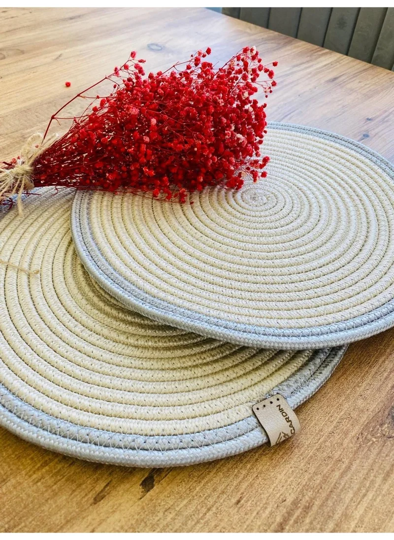 BDZ Deri BDZ Leather Wicker Jute Presentation Plate Mat American Service 2 Piece