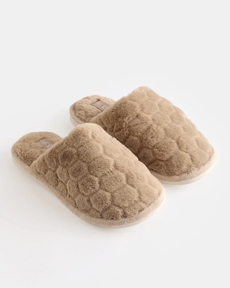 REDTAG Men Beige Textured Slippers
