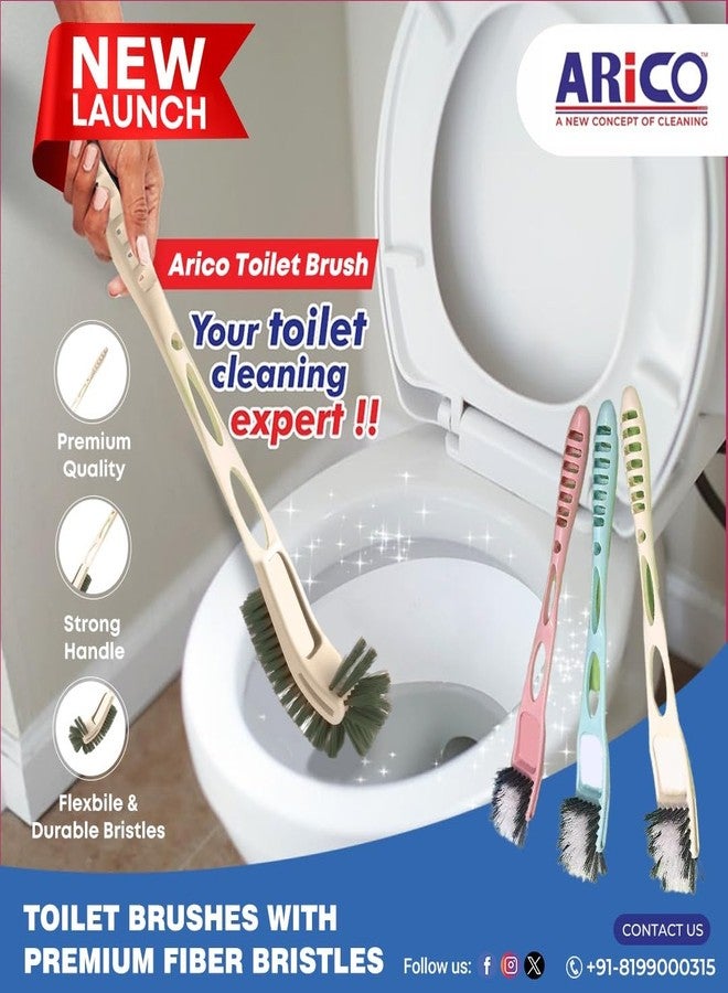 ARICO Double Hockey Shape Toilet Cleaner Brush with Holder Stand, Toilet Cleaning Brush for Western and Indian Toilet, Bathroom Brush for Toilet Cleaning - Art - 34 - Image 2