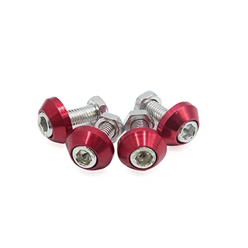 uxcell 4pcs Rose Red 6mm Thread Diameter Motorcycle License Plate Frame Screws Bolts Caps - Image 1