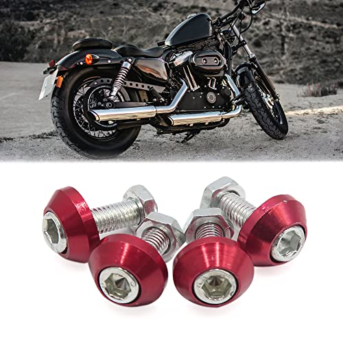 uxcell 4pcs Rose Red 6mm Thread Diameter Motorcycle License Plate Frame Screws Bolts Caps - Image 2