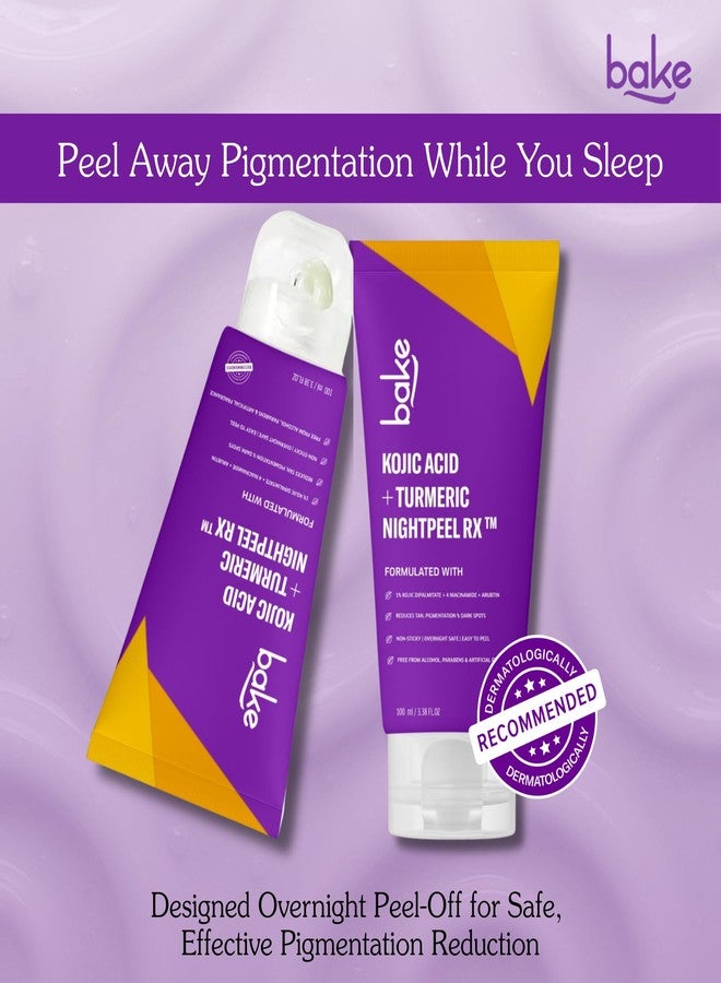 BAKE 1% Kojic Acid Night Peel Off Mask with Niacinamide & Turmeric | Reduces Pigmentation, Dark Spots & Tan | Overnight Peel Technology | Skin Brightening, Instant Glow - 100g (Collagen, 100.00 ml) (Kojic Acid) - Image 4