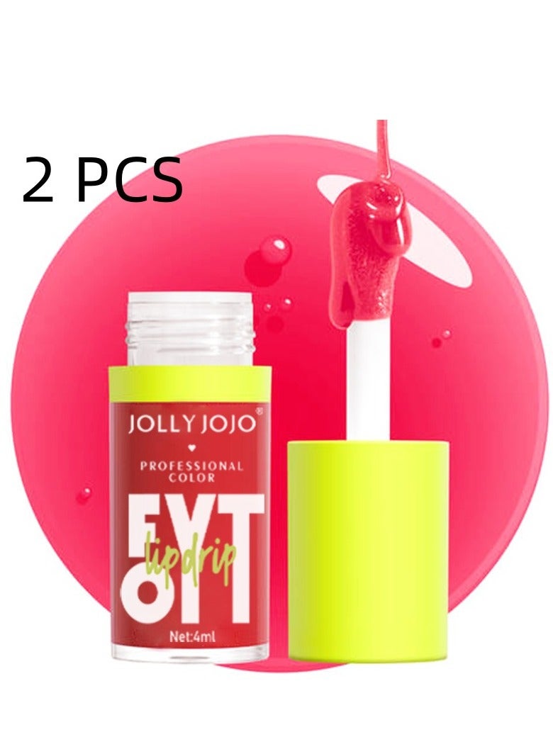 جولي جوجو مجموعة زيت الشفاه برأس فرشاة كبيرة، مرطب ومغذي للغاية، زيت شفاه لامع ناعم، ملمع شفاه ملون نباتي لامع، تركيبة غير لاصقة، بلود روز، قطعتان - Image 1