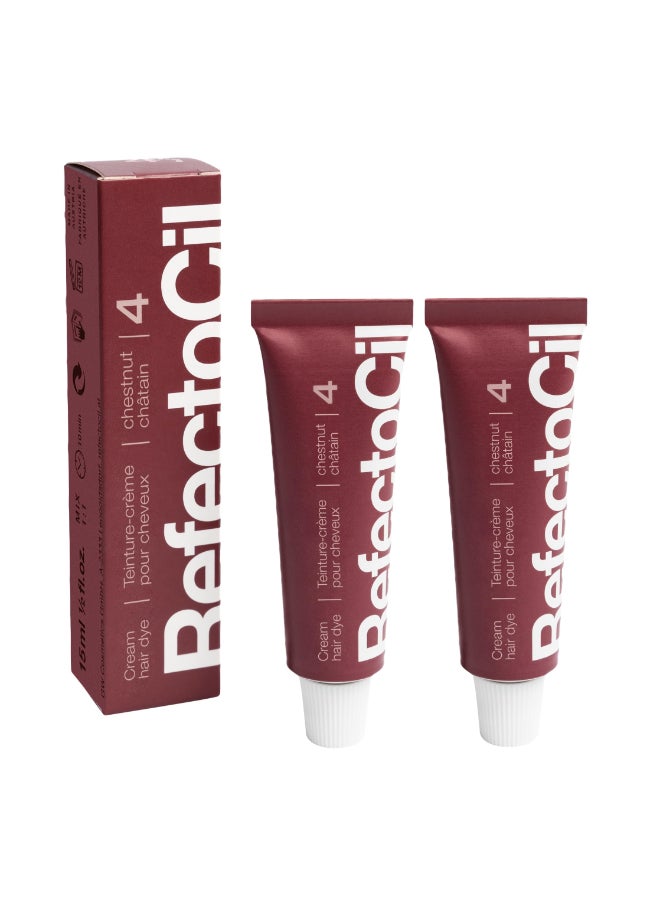 RefectoCil Cream Hair Dye 2Pack Professional Hair Tint for LongLasting Color Chestnut 4 - Image 2