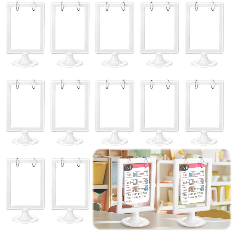 Geelin 12 Pcs Mini Anchor Chart Holder 4 x 6 Inches Learning Card Stand Anchor Chart Storage Double Sided Card Display for Holding Alphabet Number Vocabulary Paper Organization Interactive Displays - Image 2