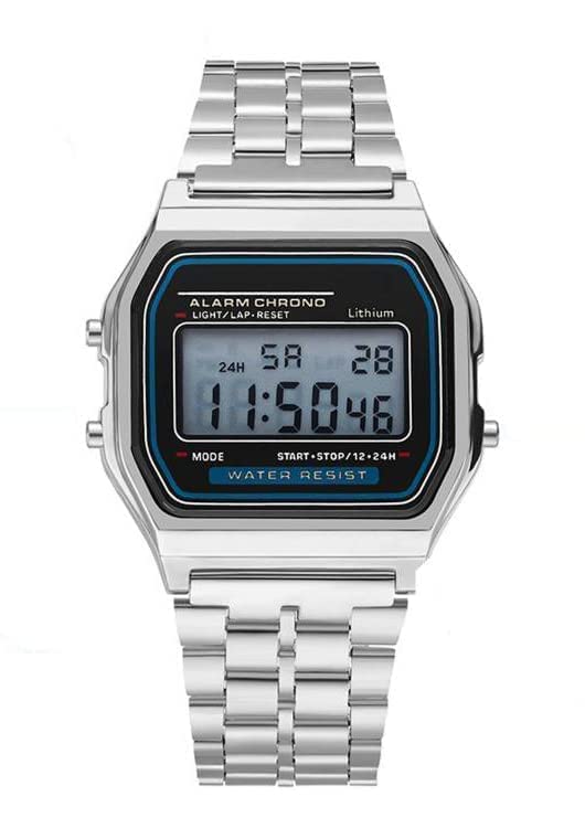 CLOUDWOOD Digital Square Dial Vintage Unisex Wrist Watch for Men Women -WCH70 (Silver) - Image 2
